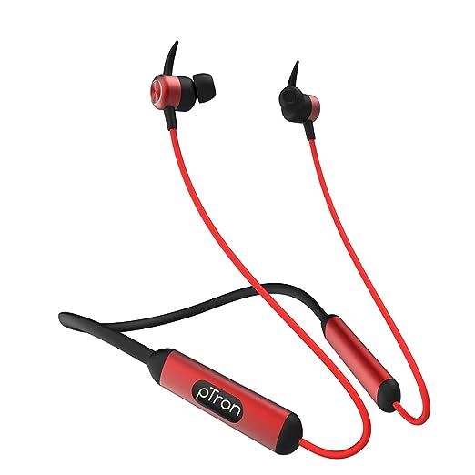 PTron Tangent Plus V2 with 18Hrs Playback & Type-C Fast Charging, Bluetooth 5.0 Wireless Headphones with Deep Bass, IPX4 Water Resistance, Snug-fit, Voice Assistance & Built-in Mic (Black & Red) PTron Tangent Plus V2 with 18Hrs Playback & Type-C Fast Charging, Bluetooth 5.0 Wireless Headphones with Deep Bass, IPX4 Water Resistance, Snug-fit, Voice Assistance & Built-in Mic (Black & Red)